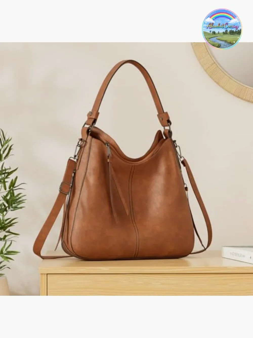 Faux Leather Hobo Crossbody Bag Large Capacity Shoulder Purse